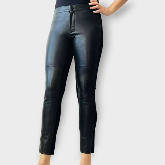 Graham & Spencer 100% Lambskin Leather Pants Stretch High Waist Skinny Black S